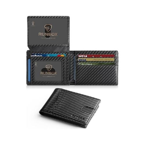 Men's Slim RFID Leather Wallet with 2 ID Windows - Gift Box Included