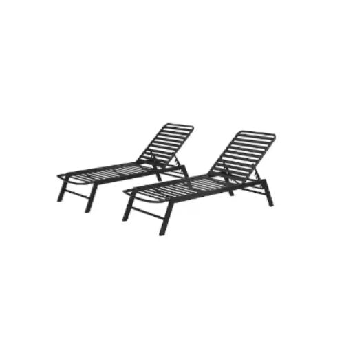 2-Pack Hampton Bay Adjustable Outdoor Strap Chaise Lounger