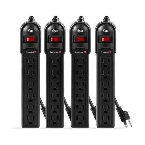 4-Pack KMC 6-Outlet Surge Protector Power Strip