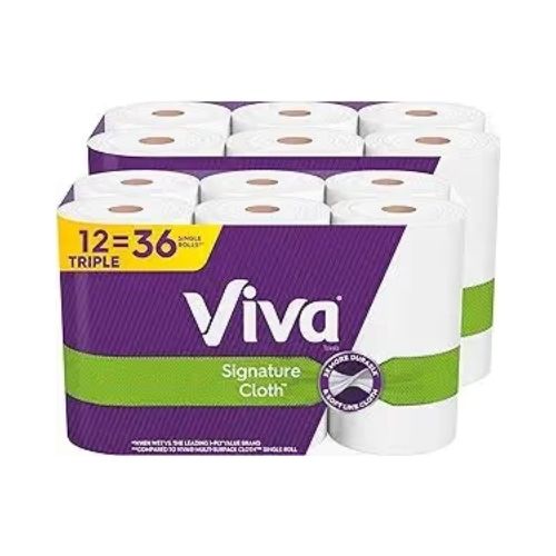 12 Triple (36 Regular) Rolls Of Viva Signature Cloth Paper Towels