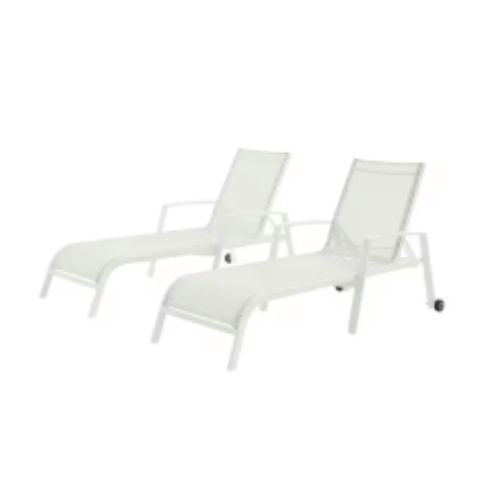 Cooper Springs White Metal Commercial Grade Sling Outdoor Chaise Lounges