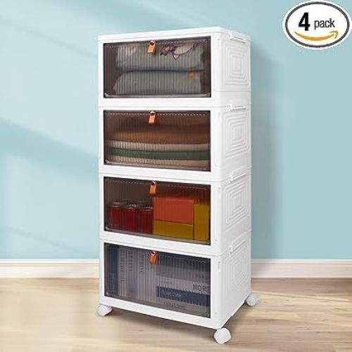 4 Tier Stackable Plastic Storage Bins