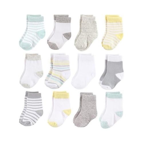 12 Pairs Hudson Baby Cotton Rich Newborn and Terry Socks