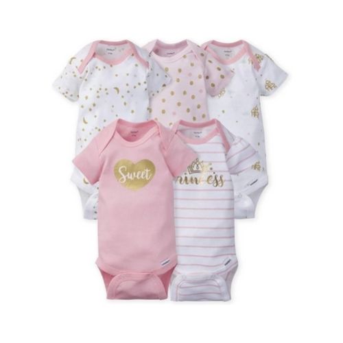 5-Pack Gerber Baby-Girls Short Sleeve Variety Onesies Bodysuits