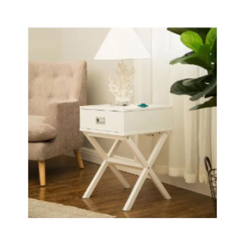 Modern Shape X-Side Table with Drawer