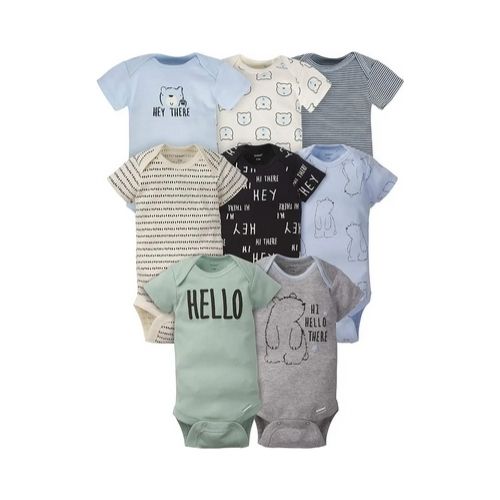 Gerber Baby-Boys 8-Pack Short Sleeve Onesies Bodysuits