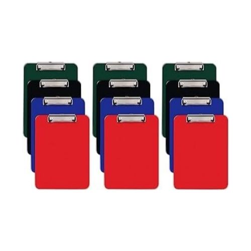 12 Pack Better Office Products Assorted Colors Plastic Clipboards