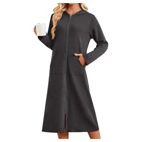 Women's Hooded Zip-Up Robe