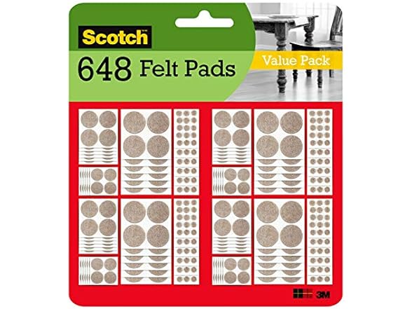 648 Pcs Scotch Felt Pads Value Pack