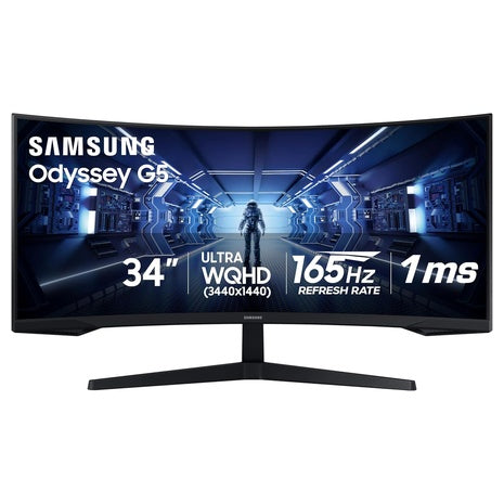 34" Samsung Odyssey G5 Ultra Wide 1000R Curved Screen Gaming Monitor