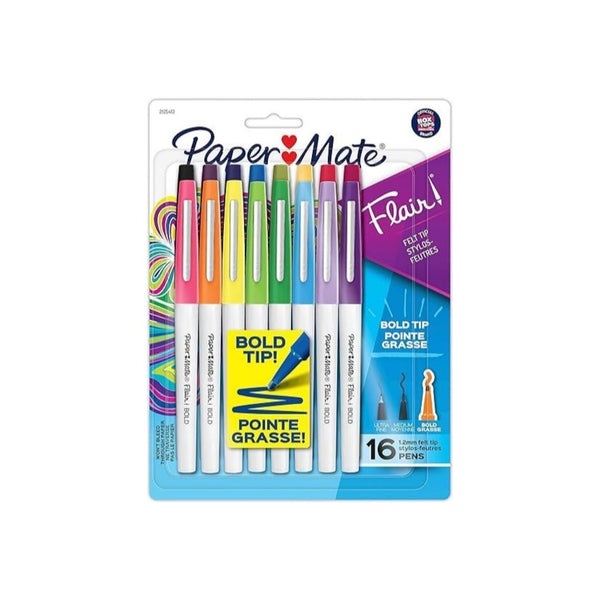 16 Count Paper Mate Flair Pens, Assorted Colors