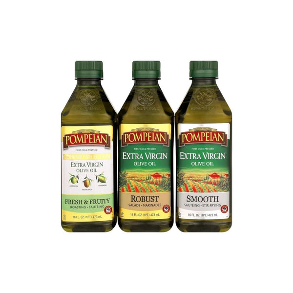 Variety Pack of 3 Pompeian Extra Virgin Olive Oil