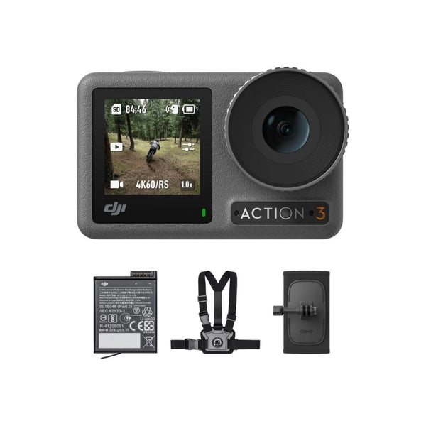 DJI Osmo Action 3 Outdoor Combo, 4K/120fps Action Camera with Chest & Backpack Strap Mount