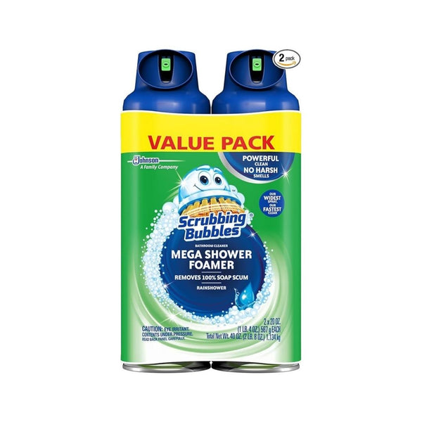 Pack of 2 Scrubbing Bubbles Mega Shower Foamer Aerosol, Rainshower Scent