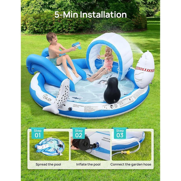 Inflatable Kiddie Pool with Slide