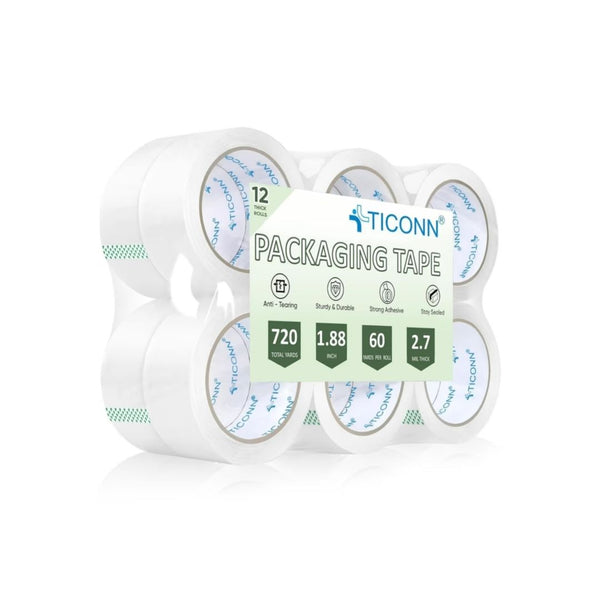 12-Pack Heavy Duty Clear Packaging Tape