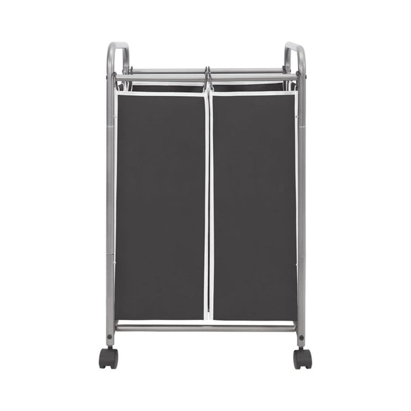 2-Section Rolling Laundry Hamper with Lockable Wheels & Removable Bags