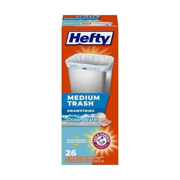 26-Count 8 Gallon Hefty Medium Trash Bags, Ocean Water Scent