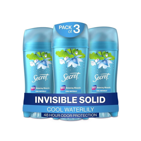 Pack of 3 Secret Invisible Solid Antiperspirant Deodorant