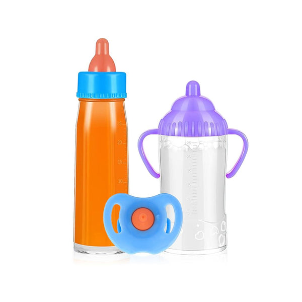 3 Pack Bottle with Pacifier Baby Doll Accessories Set