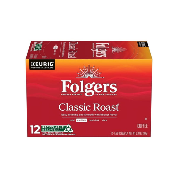 72 Keurig K-Cup Pods Folgers Classic Roast Medium Roast Coffee