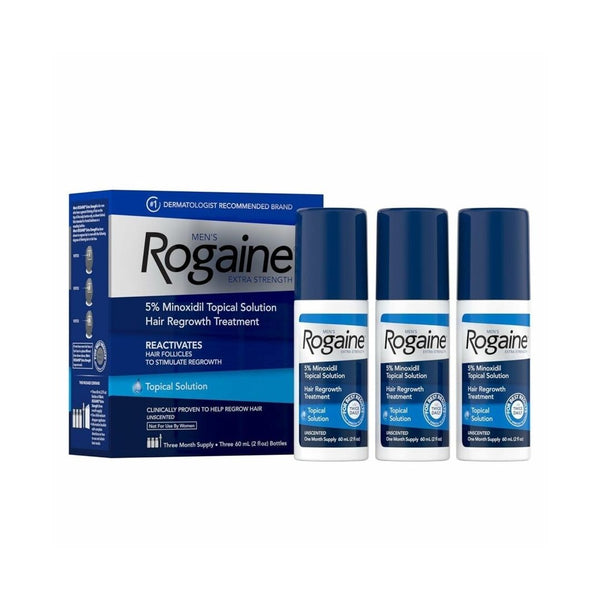 Men’s Rogaine Extra Strength 5% Minoxidil Topical Solution (3-Month Supply, 3 x 2 fl. oz)