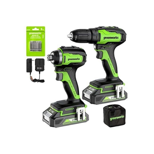 Greenworks 24V Brushless Cordless Drill Impact Driver Combo Kit