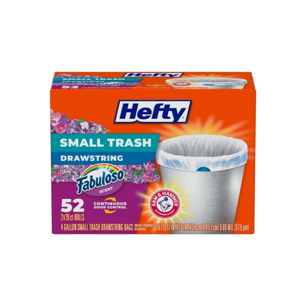 52-Count Hefty Small Trash Bags, Fabuloso Scent, 4 Gallon