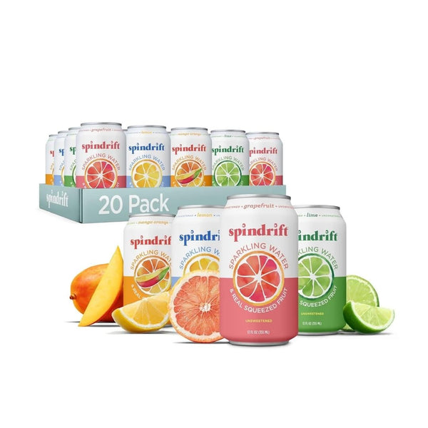 20 Cans of Spindrift Sparkling Water, 4 Flavor Variety Pack