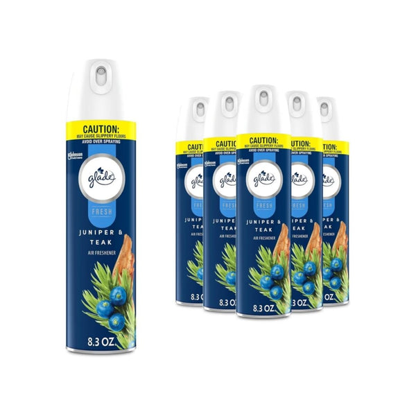 6 Cans of Glade Air Freshener Room Spray, Juniper & Teakwood Scent
