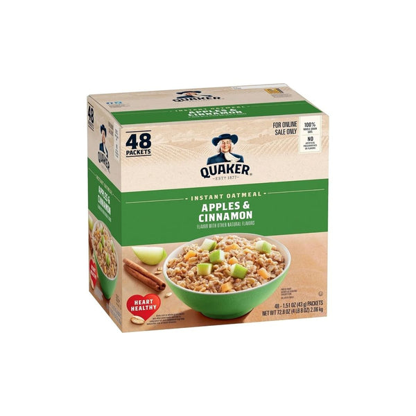 48 Packets of Quaker Instant Oatmeal, Apples and Cinnamon