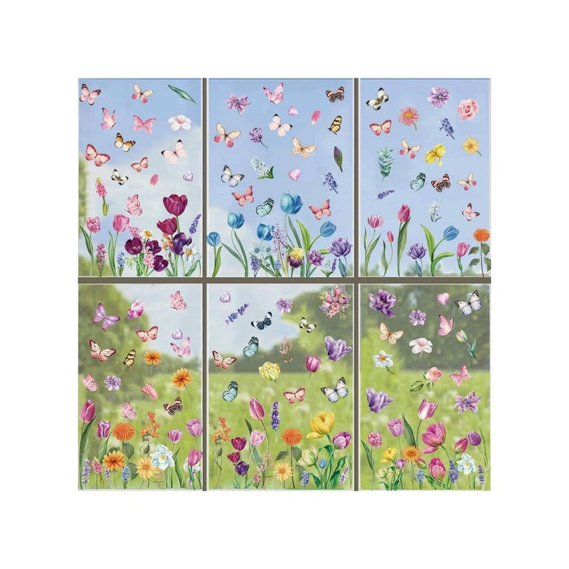 132 Pcs Flower Window Clings