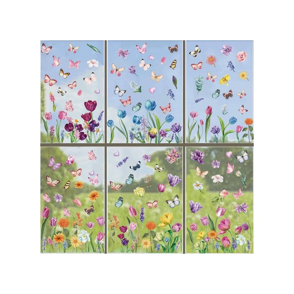 132 Pcs Flower Window Clings