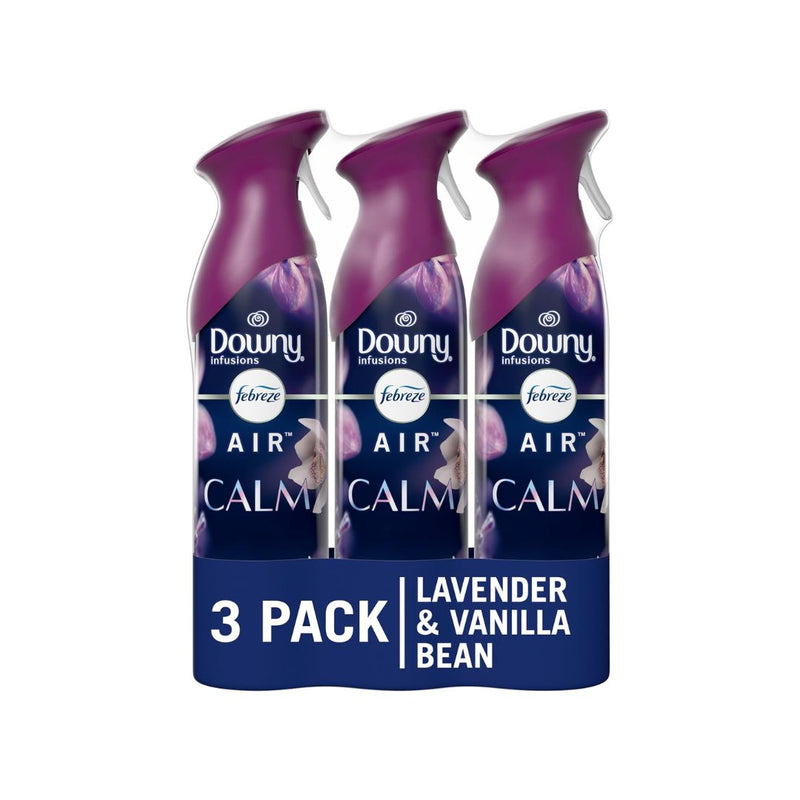 3 Cans of Febreze Air Mist Odor-Fighting Air Freshener Downy Calm