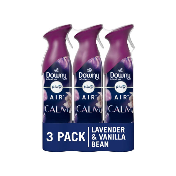 3 Cans of Febreze Air Mist Odor-Fighting Air Freshener Downy Calm