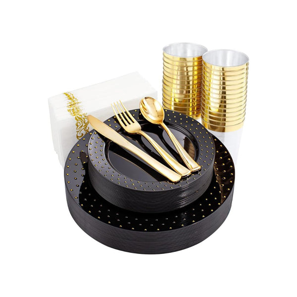 175-Pcs Disposable Plastic Dinnerware Set