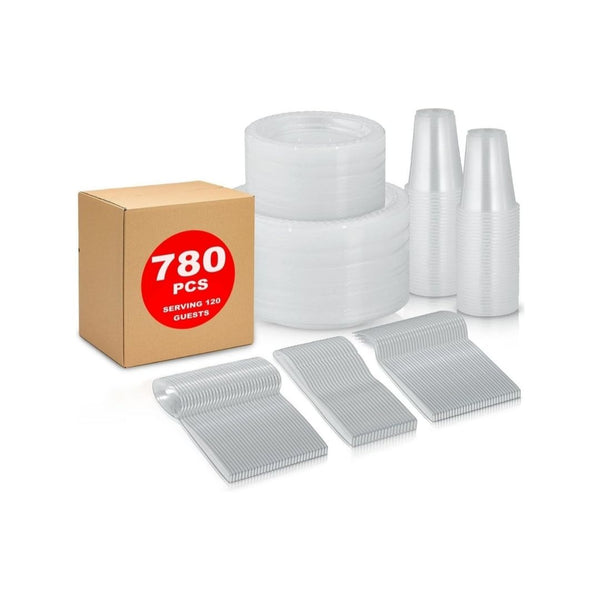 780-Piece Disposable Clear Dinnerware Set