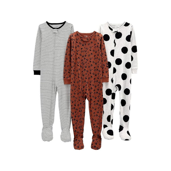 Simple Joys by Carter’s Girls’ 3-Pack Snug Fit Footed Cotton Pajamas