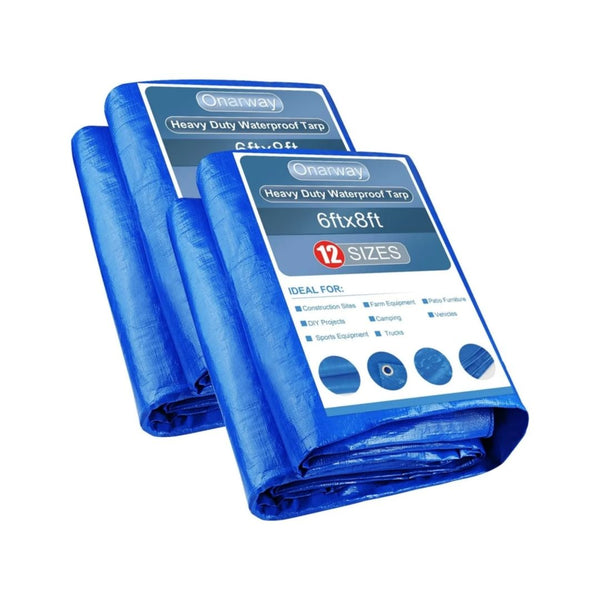 2-Pack Heavy Duty Waterproof Tarp 6x8-FT