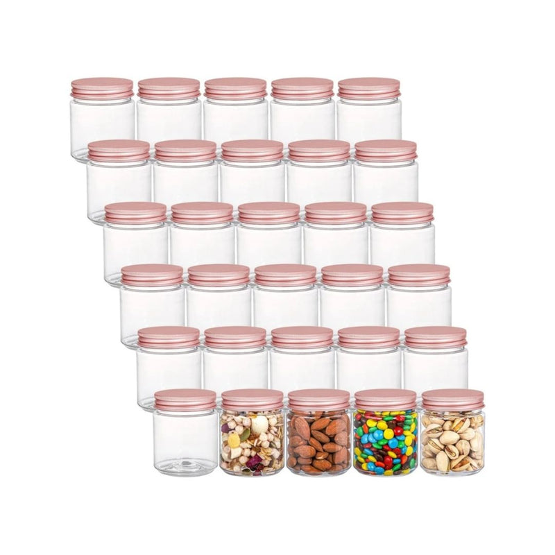 30-Pack 5 Ounce Clear Plastic Jars Containers with Lids
