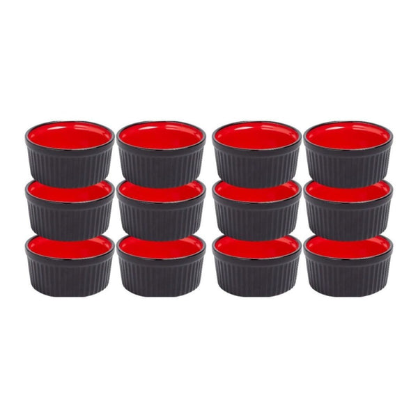 12 Bruntmor Black & Red Ceramic Ramekins