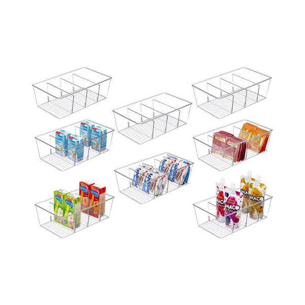 8 Clear Pantry Organizer Bins with Dividers