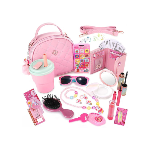 49-Pcs Little Girls Play Purse and Pretend Makeup Kit
