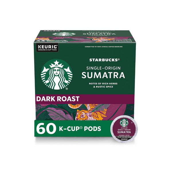 60 Starbucks Dark Roast Sumatra Coffee Pods