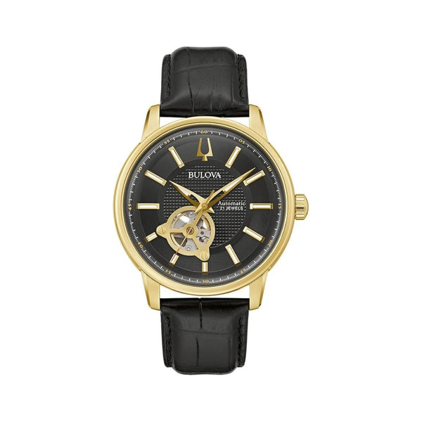 Bulova Men's Classic 3-Hand Automtic Leather Strap Watch