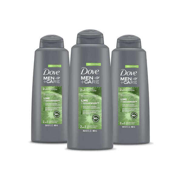 3 Bottles of DOVE MEN + CARE 2 in 1 Shampoo and Conditioner