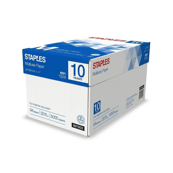 10 Reams (5,000 Sheets) Of Staples Paper