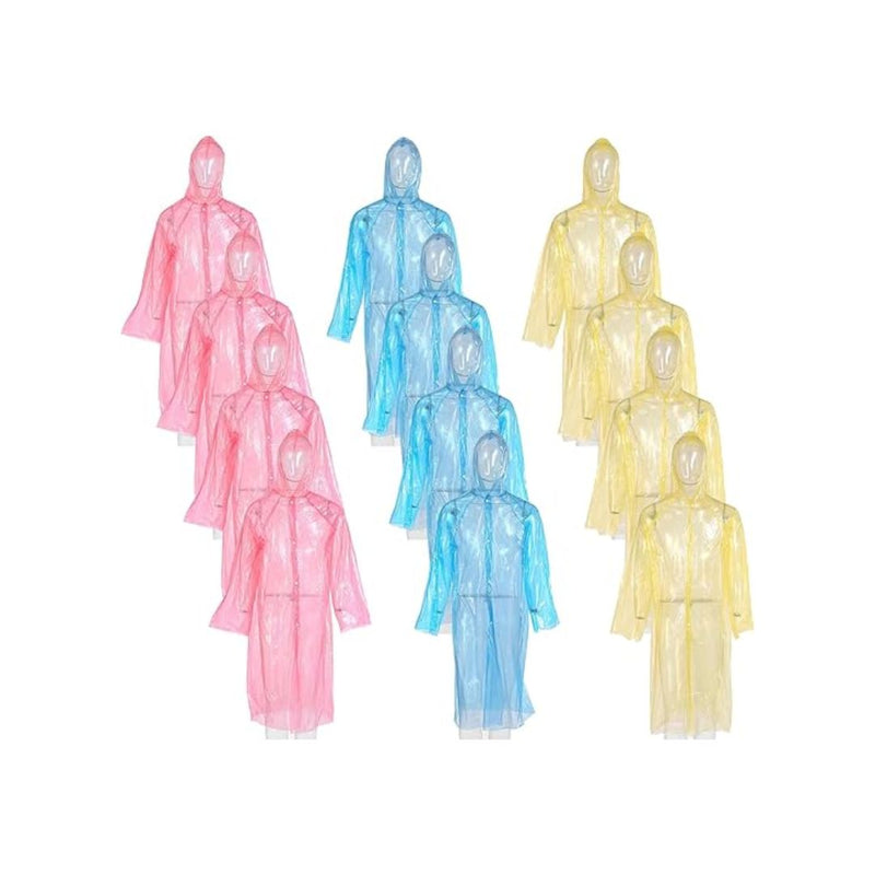 12 Disposable Rain Ponchos with Hood