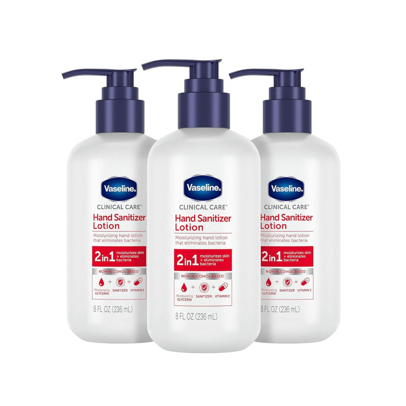 3 Bottles of Vaseline Hand Sanitizer Lotion 2-in-1 Hydrating Skin Care