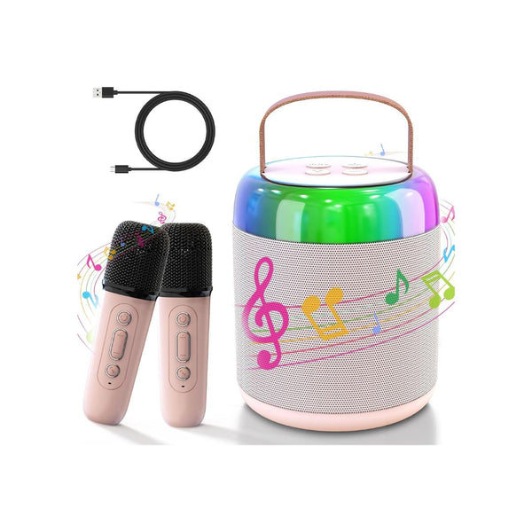 Mini Karaoke Machine with 2 Wireless Microphones